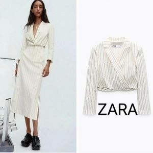 Zara Striped Linen Blazer
